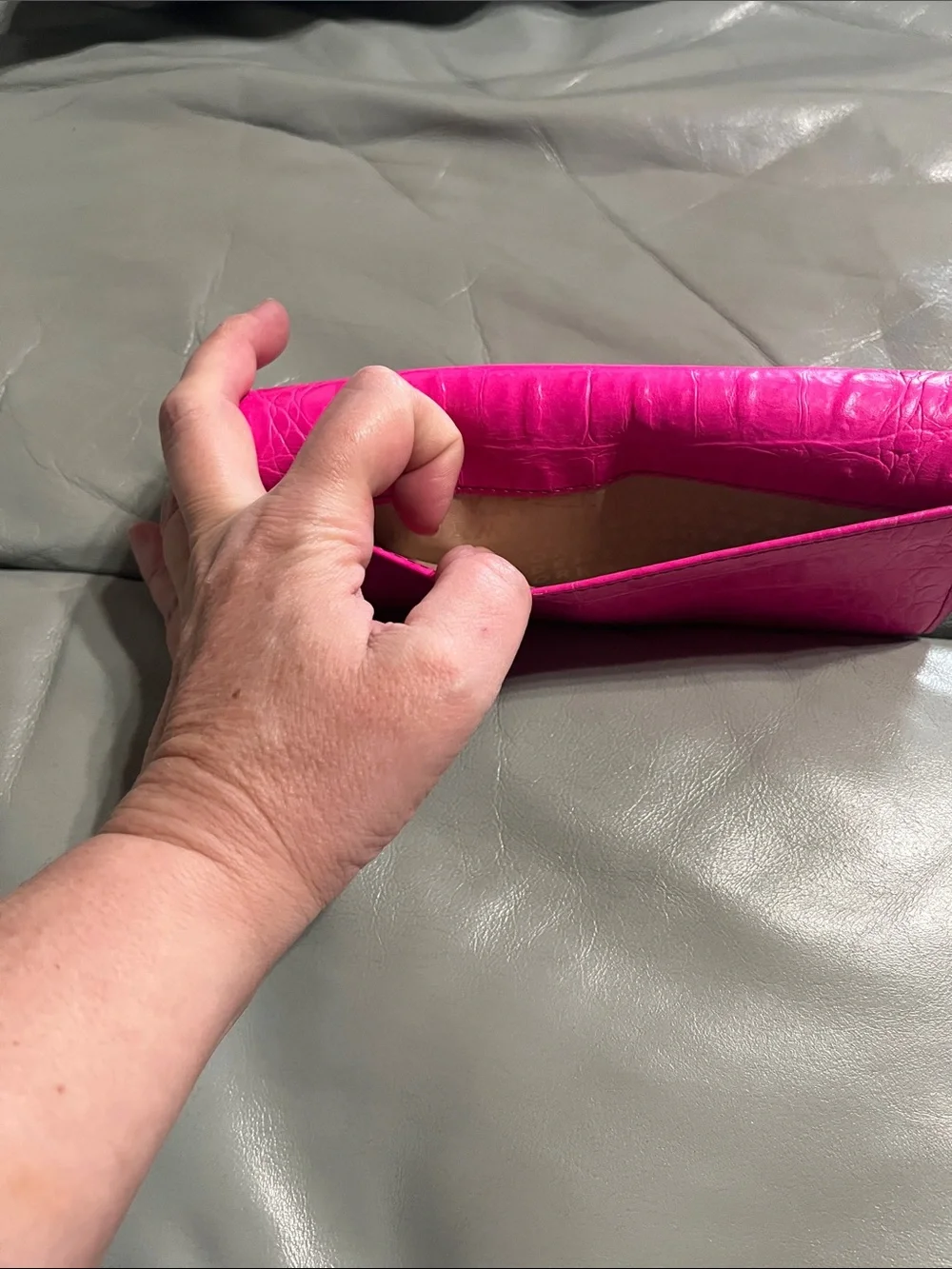Kate Spade Hot Pink Croc-Embossed Leather Wallet